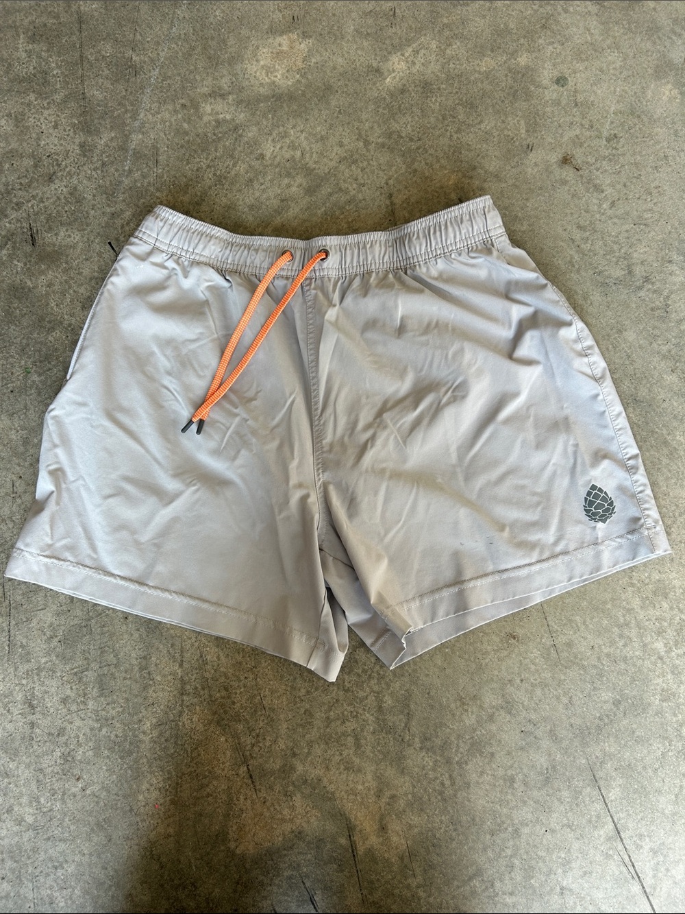 Stio Light Gray Swim Trunks with Orange Drawcord